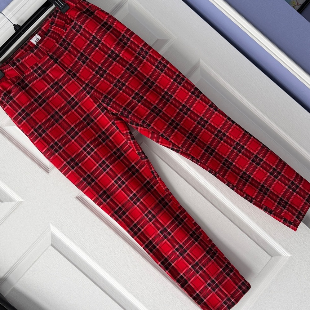 GAP Signature Skinny Ankle Pants Red Plaid Stretch Size 8 NWOT